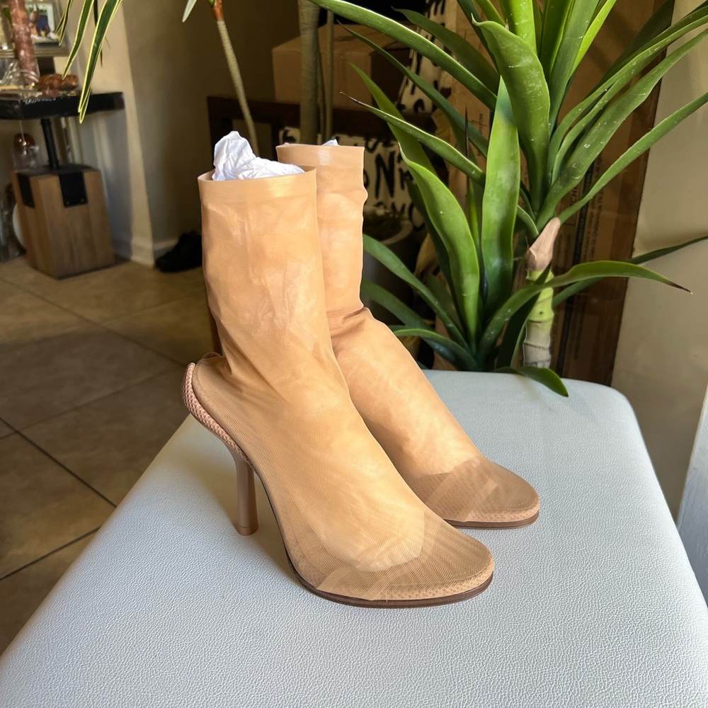 BURBERRY Ladies Gennie Tulle Sock Detail Ankle Boots Size 8.5 (38.5 IT)